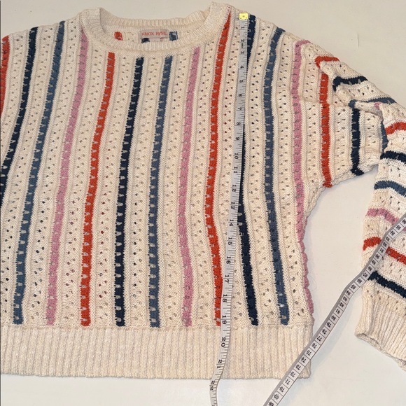 Knox Rose Open Knit Striped Crewneck Sweater, size Small - Picture 4 of 6